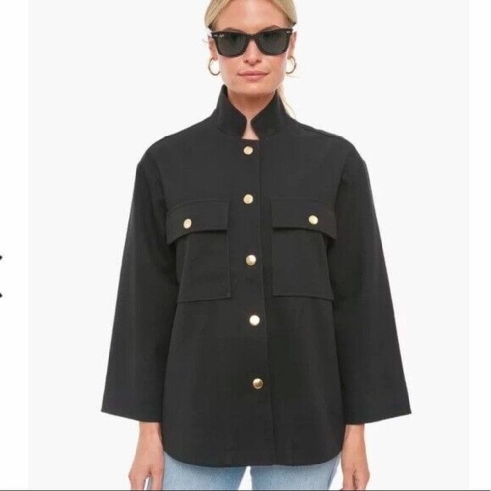 TUCKERNUCK Black Marant‎ Shirt Jacket Gold Buttons Snap Closure Minimal  XXL